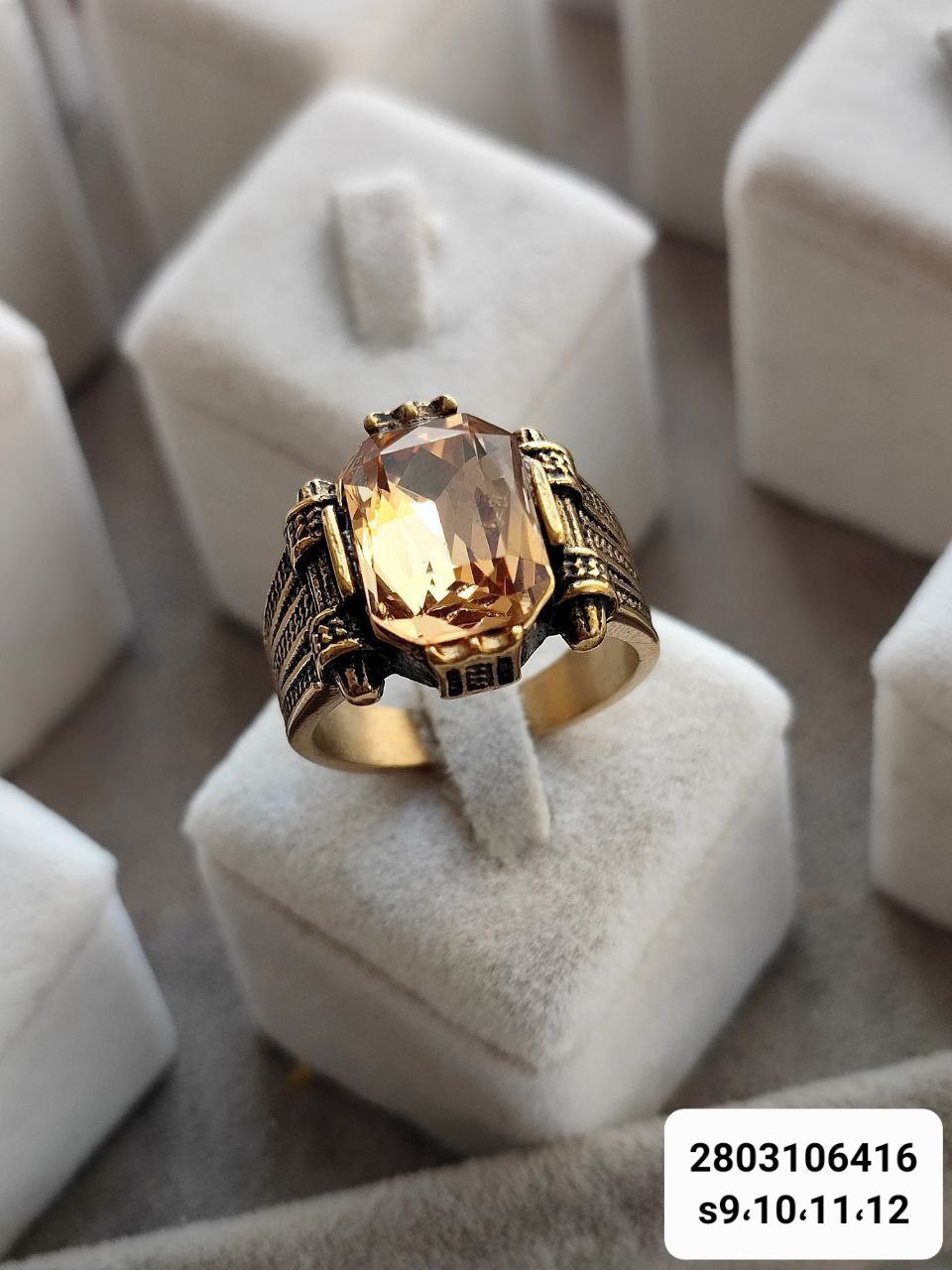 انگشتر مردانه استیل نگین زرد ترند