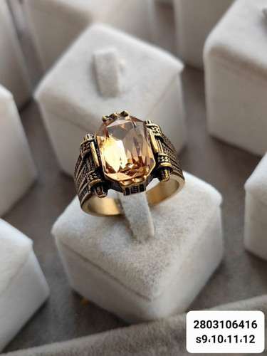 انگشتر مردانه استیل نگین زرد ترند